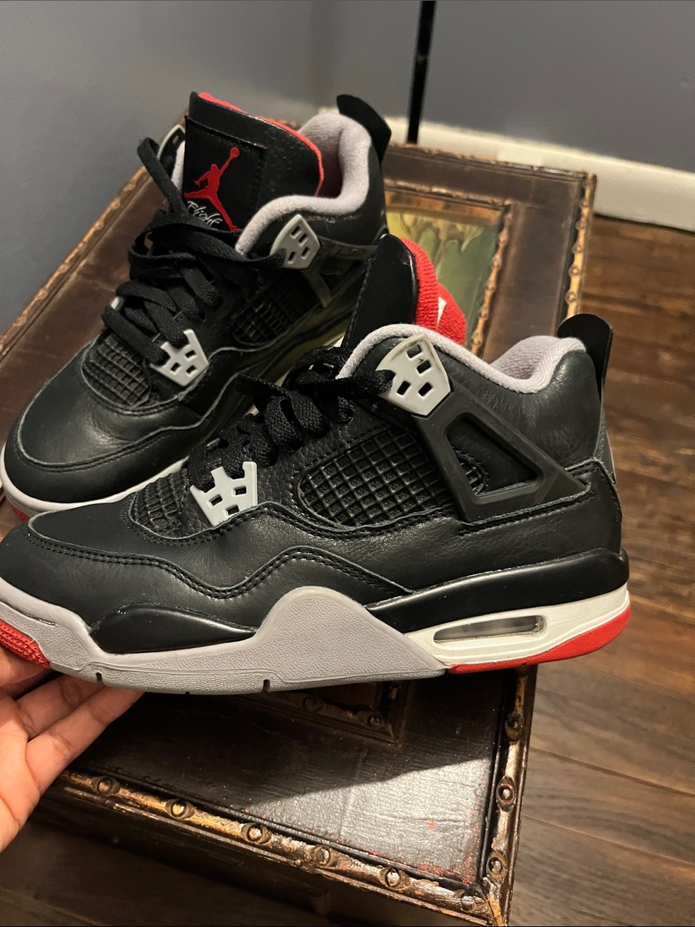 Nike Air Jordan 4 Retro BIG KIDS Black/Red Basketball Shoes